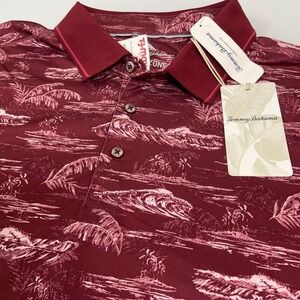 Tommy Bahama Island Zone Men XXL 2XL Maroon Berry Sport Bay View Polo Shirt  NEW